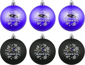 Baltimore Ravens NFL 6 Pack Shatterproof Ball Ornament Set - Picture 1 of 1