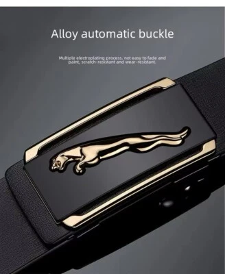 JIFANPAUL Luxury Men Genuine Leather Belt Automatic Buckle Ratchet Waist Strap Jeans Dress