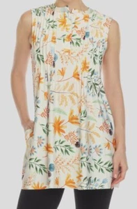 White Mark Women's White Floral Sleeveless Tunic Top Size XL - Picture 1 of 1