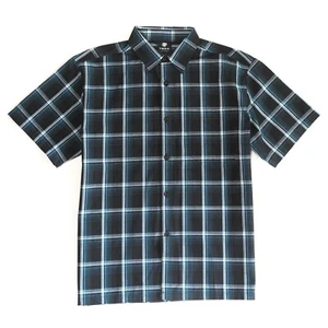 Camisa de trabajo tejida a cuadros manga corta Yago para hombre A45F negra - Imagen 1 de 3