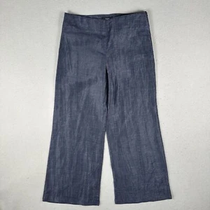 Zapa Paris Chiffon Wide Leg Pants Women’s 28 Navy Blue Linen Blend Trousers - Picture 1 of 24