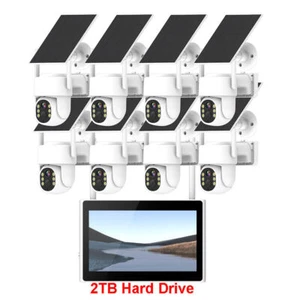 Solar Powered Wireless Security Camera System CCTV 8 Cam Mini Monitor NVR w/ 2TB - Picture 1 of 7