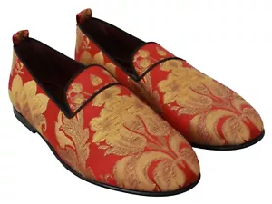 DOLCE & GABBANA Shoes Loafers Red Gold Brocade Slippers EU40 / US7 RRP $1400 - Picture 1 of 10