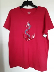 Glitzy Anchor Crew-Neck Short Sleeve T Shirt Sz XL - Picture 1 of 5