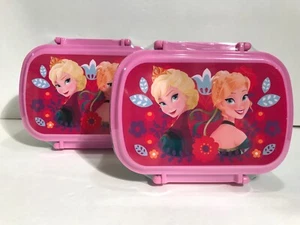 Disney Store shopDisney Elsa Anna Bento Lunch Boxes Pink Floral Regal Frozen x2 - Picture 1 of 2