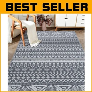 Lightweight Reversible Camping Rug - 5' x 8' Grey & White, Effortless Cleanup - Picture 1 of 9