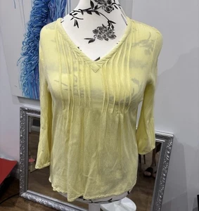 Cotton Traders size 14 lemon yellow long sleeve blouse (pleated chest) - Picture 1 of 5