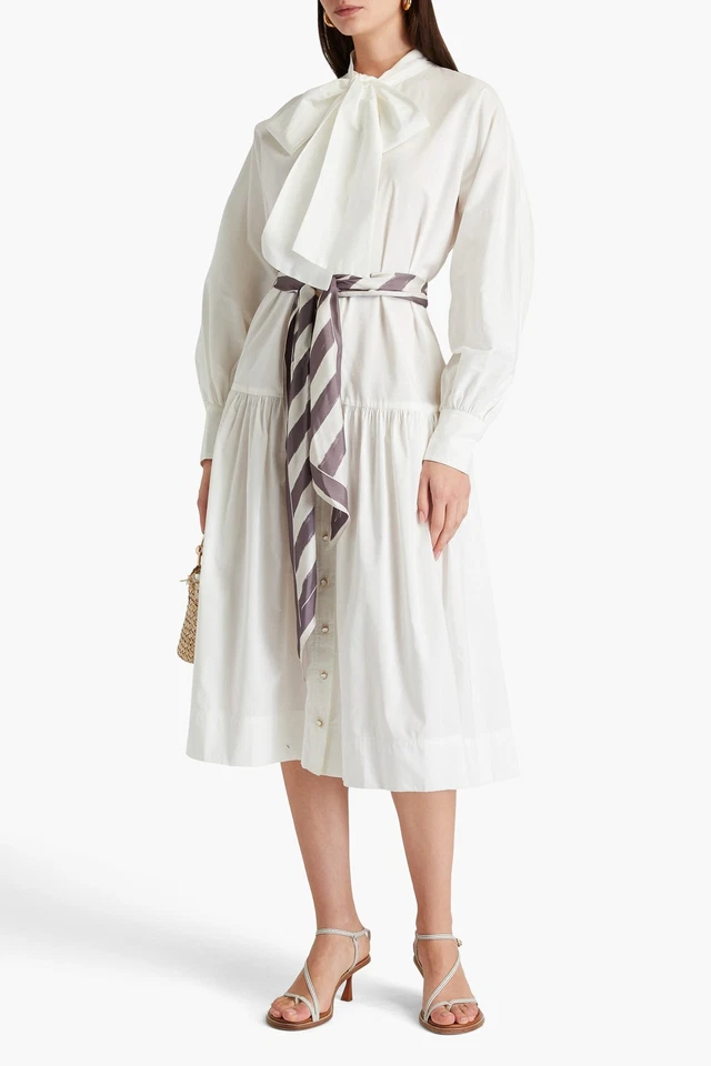 RRP€1020 ZIMMERMANN Lyrical Scarf Tie Shirt Dress Petite Size AU0P XS Silk Blend - Image 1 of 4