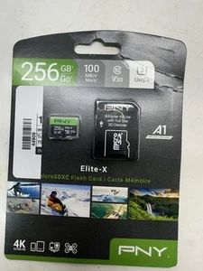 PNY 256GB Elite-X Class 10 U3 V30 Microsdxc Flash Memory Card - 100Mb/S, (44909) - Photo 1 sur 3
