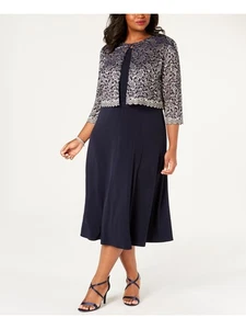 JESSICA HOWARD Womens Navy Floral Jacket Plus Size: 20W - Picture 1 of 6