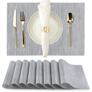 Sliver White Placemats Set of 8 Durable Heat Resistant Non-Slip Washable Plac... - Picture 1 of 8