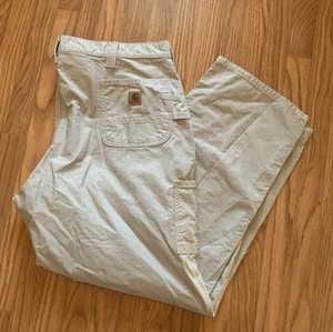 Vintage Y2k Carhartt Carpenter Pants 44x32 Relaxed Baggy Beige - Picture 1 of 5