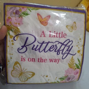  Servietten "A Little Buttefly Is On It's Way" Babyparty Party  - Bild 1 von 4