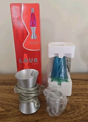 Lámpara de Movimiento Lava Lite Original 2003 De Colección En Caja-Azul y Verde Lava-Base Plateada-NOS Foto 1 de 4