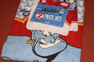 Juego de 2 toallas de baño y paño de lavado Franco Disney Aladdin Nuevo de Lote Antiguo - Imagen 1 de 5