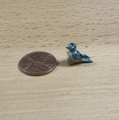 Vintage Artisan Dollhouse Miniature Blue Gray Bird Painted Tiny 1:12 READ FLAW - Image 1 of 4