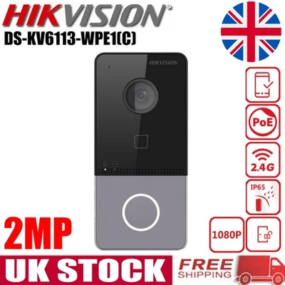 Hikvision DS-KV6113-WPE1(C) 2MP WiFi PoE Video Intercom IP Doorbell Waterproof - Image 1 of 4