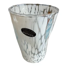 VETRO ESEGUITO WHITE CONFETTI MURANO DRINKING GLASSES NEW - Picture 1 of 7