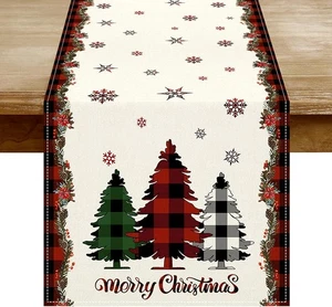 Weihnachten Tischläufer - Weihnachtsbaum Schneeflocken Tannennadeln Winter Urlaub Deko  - Bild 1 von 7