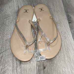 Shade & Shore Womens Cali Thong Flip Flop Sandals 096134067 Silver Sparkle 6M - Picture 1 of 4