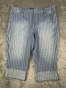 Bandolino Madie Skimmer Capri Women's Size 14 Blue/White Stripe Pockets - Picture 1 of 13
