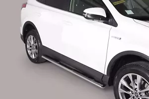 OVAL SIDE BAR WITH STEPS FOOTRESTS, FOR TOYOTA RAV 4 HYBRID. - Picture 1 of 4