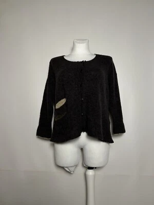 Grizas Damen Wollmischung Strickjacke Langarm Taschen Grau Größe S - Bild 1 von 4