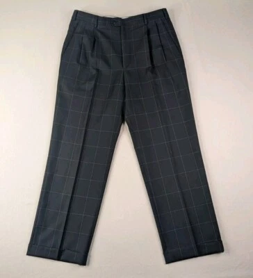 Pantalones de vestir Zanella para hombre talla 33 Bennett lana carbón tejido chevron ventana* Foto 1 de 4