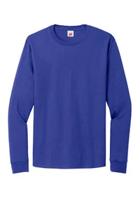 Hanes 5286 Mens Long Sleeve Essential-T 100% Cotton Stylish T-Shirt - Picture 1 of 10