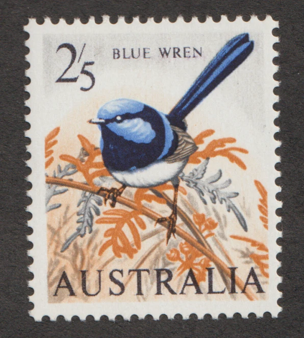 1964 Australia Sc# 371 - 2sh5p, Blue Wren Bird & Bracken Fern. MH Cv$5.75 - Imagem 1 de 1
