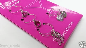 6 dijes de copa de vino rosa cosquilleante cáncer de mama brillantes - regalo para beber - Imagen 1 de 1