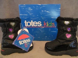 TOTES KIDS Heartful Black & Pink Waterproof Toddler Girls Boots Shoes US 5 M NWB - Picture 1 of 8