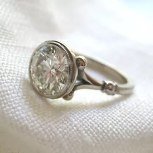 1.50cts Round Cut Moissanite Ring Engagement Ring, 14kt White Gold Fn Ring - Foto 1 di 3