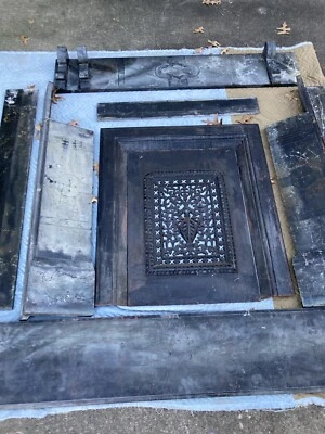 Antique 19th C. Architectural Cast Iron Marble Fireplace Surround & Summer Cover - Image 1 of 4