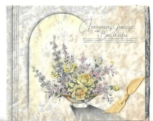 Anniversary Card 4 x 5" Yellow Flowers -  Unused - NO ENVELOPE - Picture 1 of 3