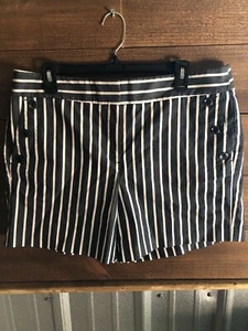 Ann Taylor Navy Blue Striped Shorts Size 12 - Picture 1 of 5