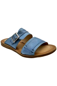 Miz Mooz Leather Double Band Slide Sandals Florra Sky - Picture 1 of 3