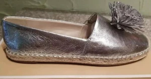 NEW MICHAEL MICHAEL KORS WOMEN'S LOLITA METALLIC LEATHER ESPADRILLE FLATS SIZE 6 - Picture 1 of 9