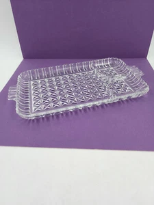 Vintage Clear Pressed Glass Rectangle Luncheon Plate Tray Smoke And Sip - Picture 1 of 5