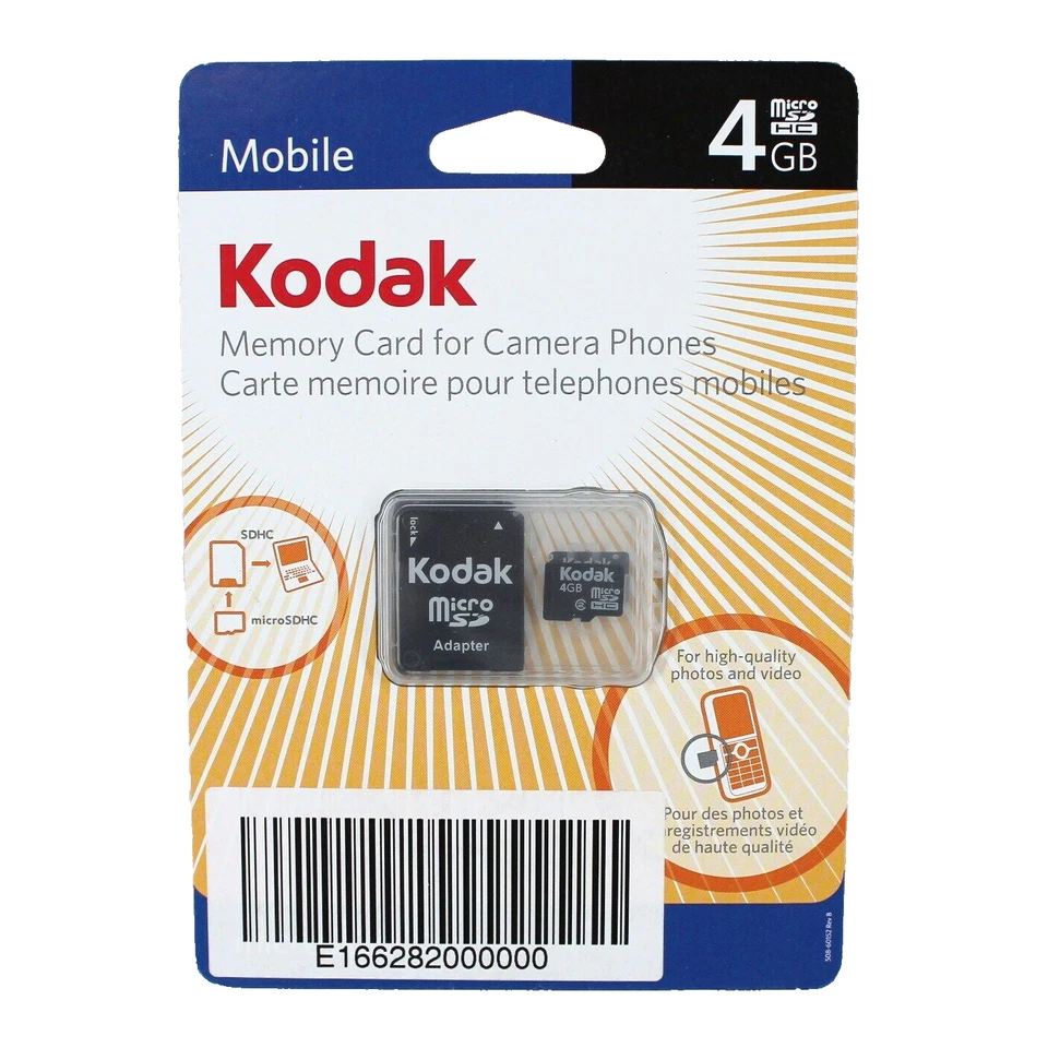 Kodak Memory Card for Camera Phones 4GB Micro SDHC Adapter New - Image 1 of 2