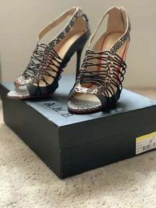 NIB L.A.M.B Raivyn Snake Embossed Strappy Heels size 7.5 - Picture 1 of 4