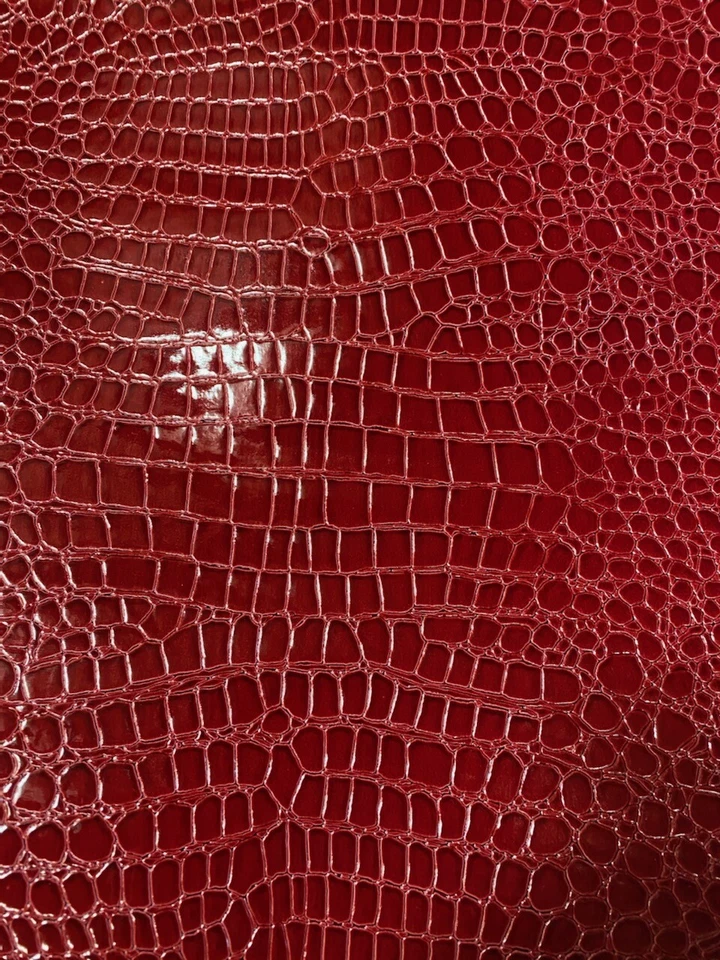 Red Vinyl Faux Leather Crocodile 54" Wide vinyl fabric by the yard - Image 1 of 1