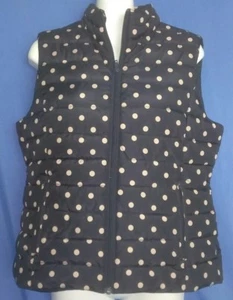 Women's Colebrook Essentials Vest Puffer Vest Quilted Navy Tan Polka Dot Size M - Picture 1 of 6