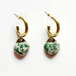 Nuevos pendientes colgantes de aro con corazón de piedra de Zara regalo vintage para mujer fiesta vacaciones joyería - Imagen 1 de 3