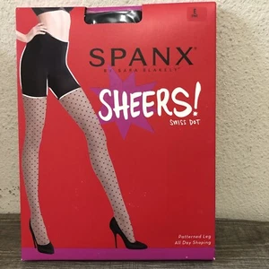 Spanx sz E Swiss Dot Black Shaping Sheers All Day Shaping Style 397NWT - Picture 1 of 7