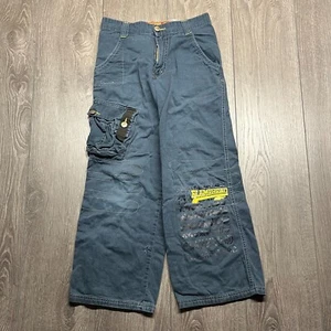 Vintage 2000s Y2K Flamehead Jeans Size 10 Youth Wide Leg Skate Baggy 26 x 25 - Picture 1 of 11