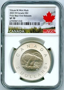2023 W $2 CANADA 1 OZ SILVER NGC SP70 POLAR BEAR QUEEN ELIZABETH II REIGN FR - Picture 1 of 2
