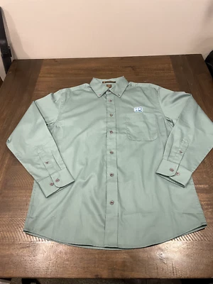 NWOT Harriton PPG Paint Dress Shirt Khaki Long Sleeve Green Performance M500 - Image 1 of 4