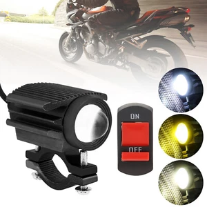 LED Motorcycle ATV Spot Light Auxiliary Headlight Driving Fog Lamp +Switch 4Mode - Picture 1 of 14