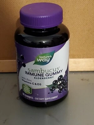 (CAD 11/26) Natures Way Sambucus Elderberry Gummies Apoyo Inmunológico 60 ct Foto 1 de 4